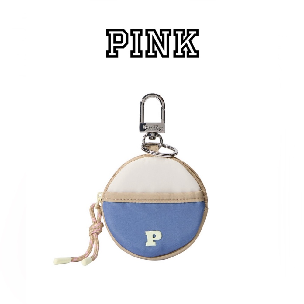 VS PINK NYLON ZIP POUCH KEYCHAIN CHARM
